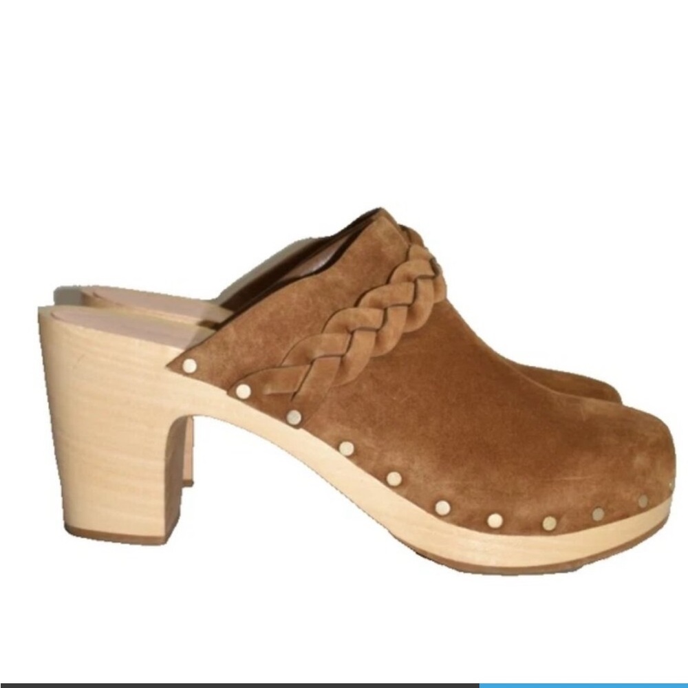 Loeffler Randall Brown Suede Mules with Braided Detail